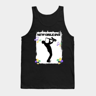 Live Music New Orleans Louisiana Mardi Gras City Skyline Music Jazz Travel holidays Tank Top